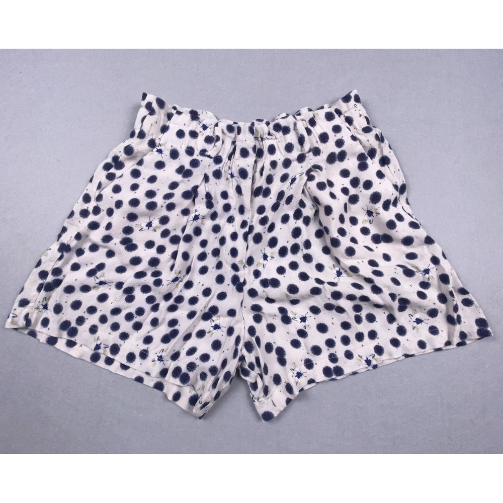 Anna Glover x H&M Paperbag Waist Navy Blue Polka Dot Moth Print Shorts Size XS